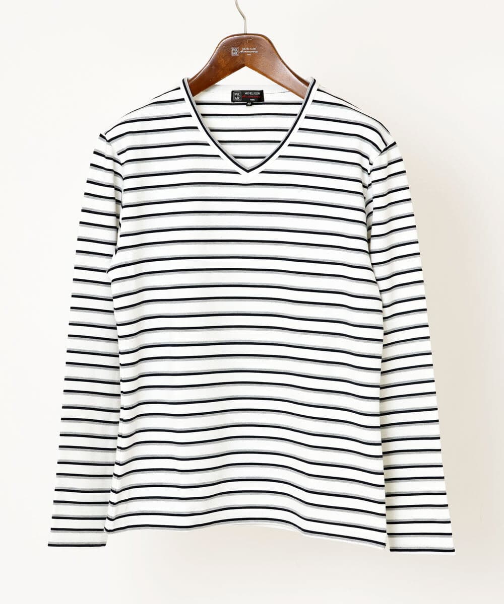 MKKAU06069 MK MICHEL KLEIN HOMME(MKミッシェルクランオム) ボーダーカットソー ホワイト