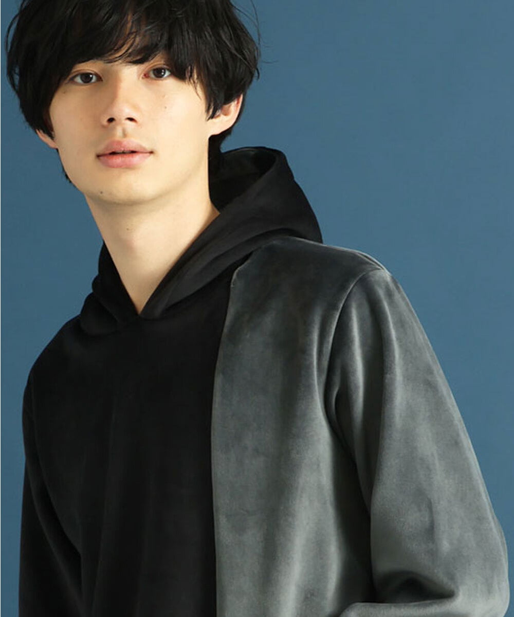 MKKAU29099 MK MICHEL KLEIN HOMME(MKミッシェルクランオム) ベロアプルパーカー ブラック(94)