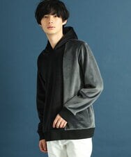 MKKAU29099 MK MICHEL KLEIN HOMME(MKミッシェルクランオム) ベロアプルパーカー ブラック(94)