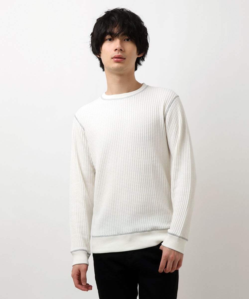 MKKAU32089 MK MICHEL KLEIN HOMME(MKミッシェルクランオム) ワッフルカットソー ホワイト(90)