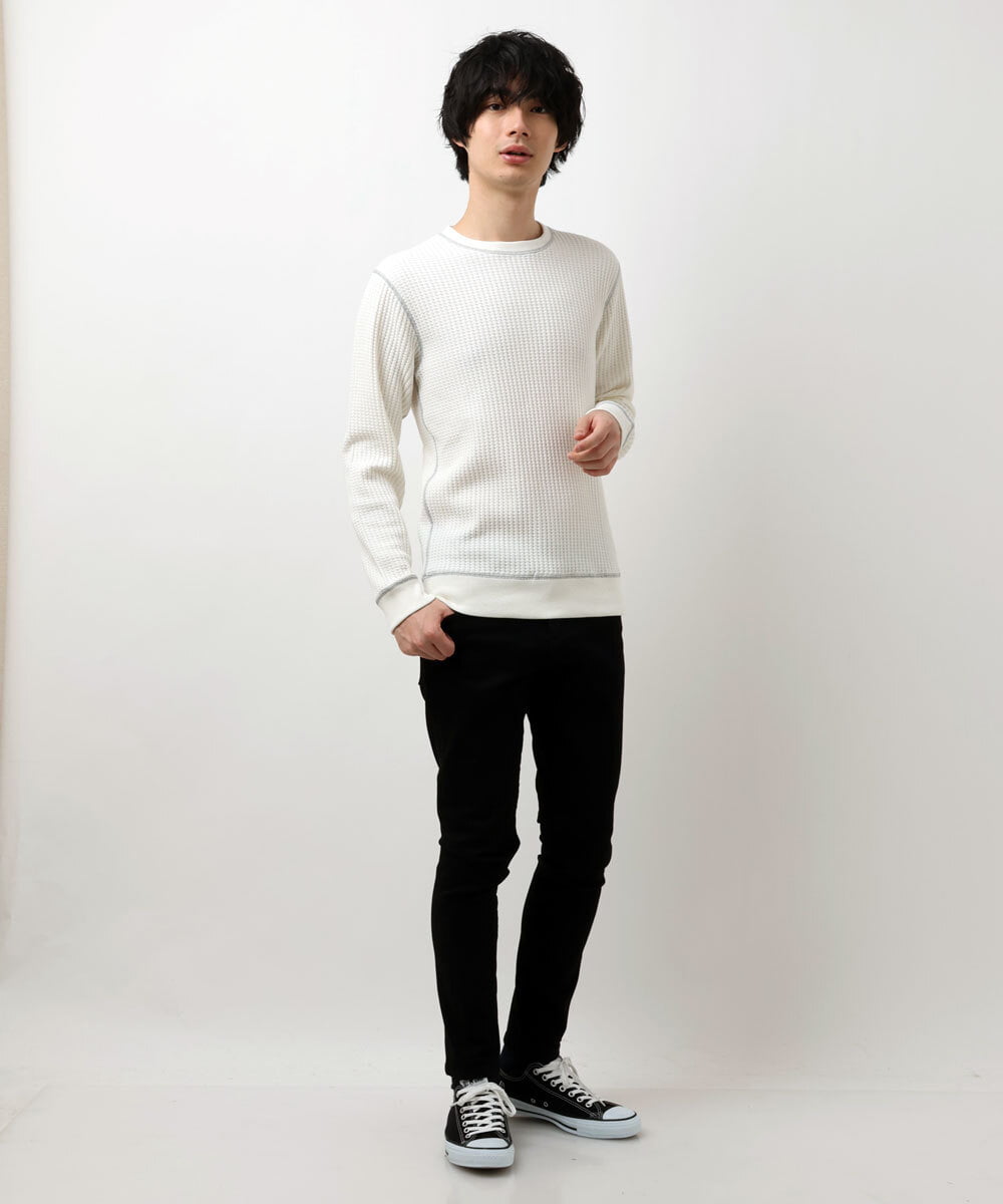 MKKAU32089 MK MICHEL KLEIN HOMME(MKミッシェルクランオム) ワッフルカットソー ホワイト(90)
