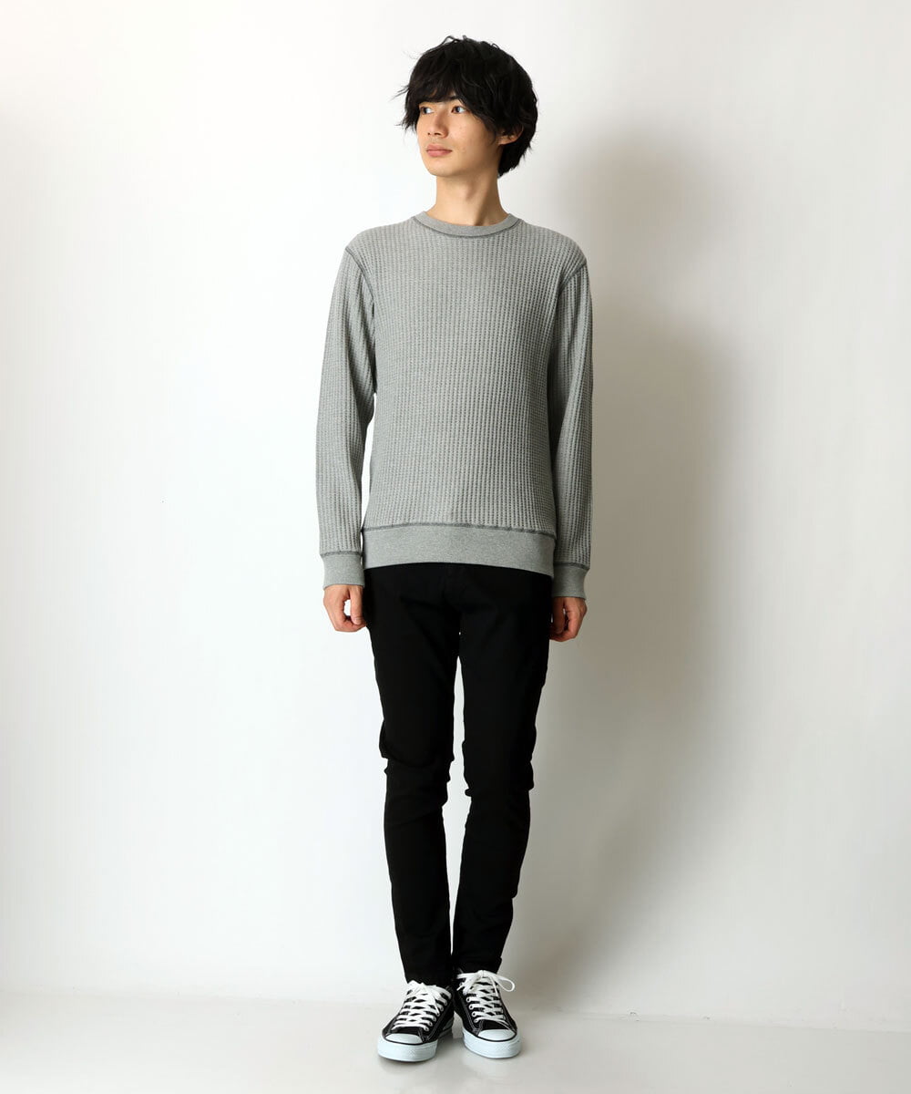 MKKAU32089 MK MICHEL KLEIN HOMME(MKミッシェルクランオム) ワッフルカットソー グレー(92)
