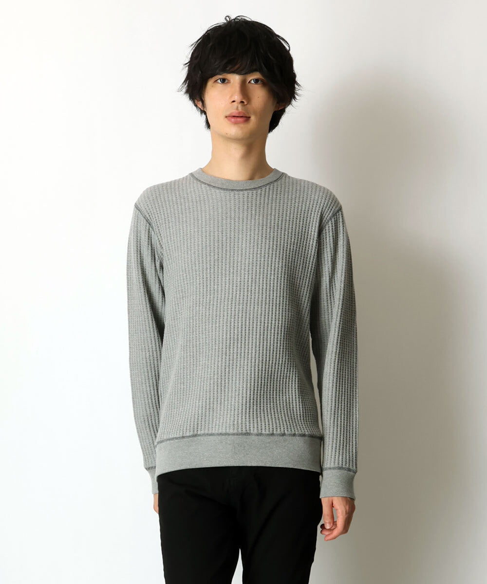MKKAU32089 MK MICHEL KLEIN HOMME(MKミッシェルクランオム) ワッフルカットソー グレー(92)