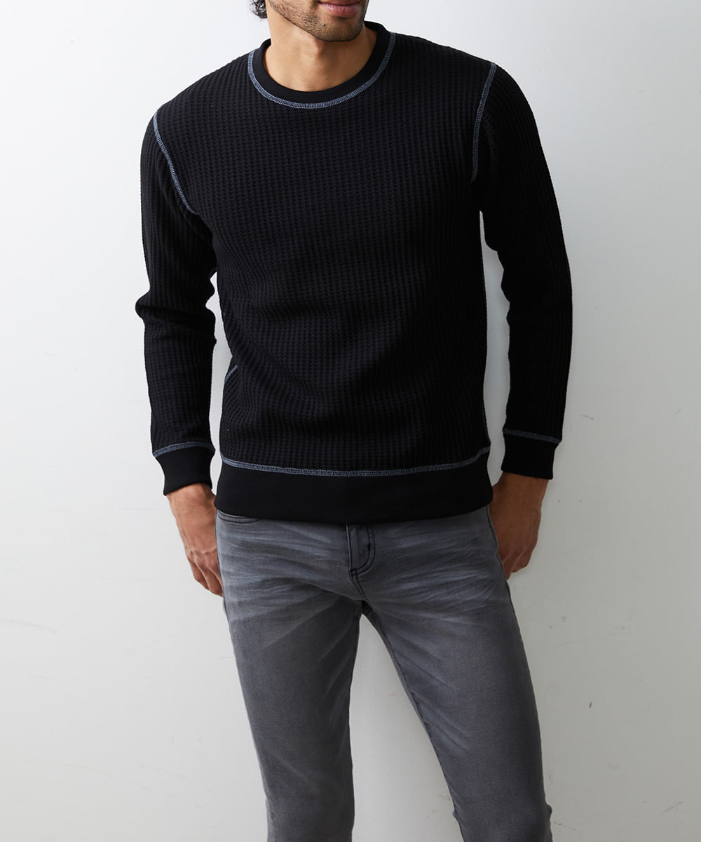 MKKAU32089 MK MICHEL KLEIN HOMME(MKミッシェルクランオム) ワッフルカットソー ブラック(94)