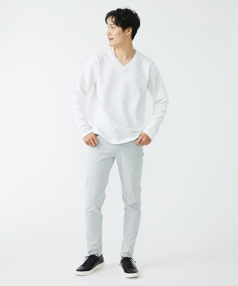 MKKAV13069 MK MICHEL KLEIN HOMME(MKミッシェルクランオム) ジャガードカットソー ホワイト(90)
