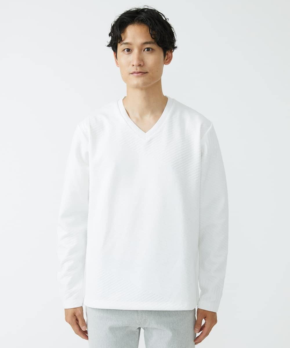 MKKAV13069 MK MICHEL KLEIN HOMME(MKミッシェルクランオム) ジャガードカットソー ホワイト(90)
