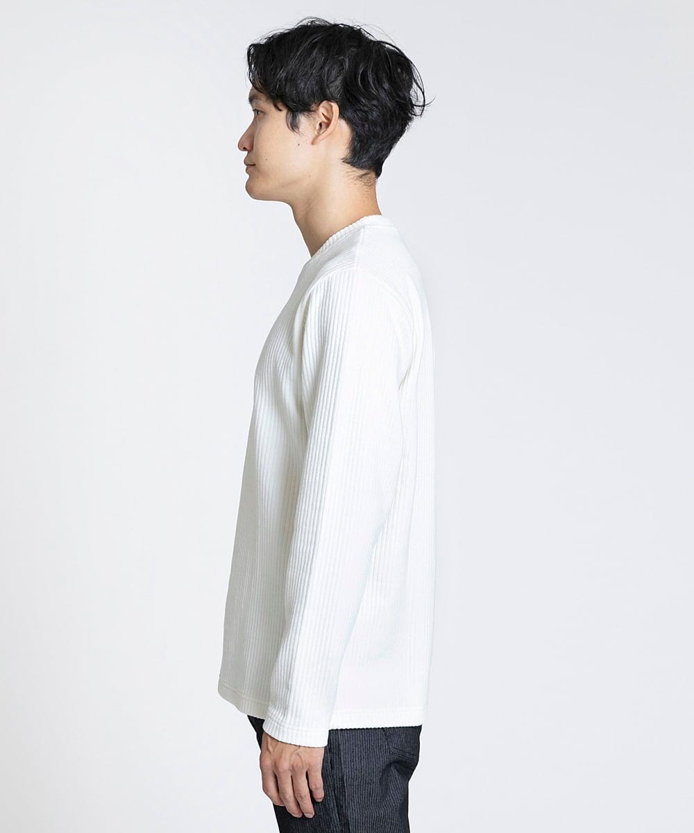 MKKAV34079 MK MICHEL KLEIN HOMME(MKミッシェルクランオム) 起毛ストライプカットソー ホワイト(90)