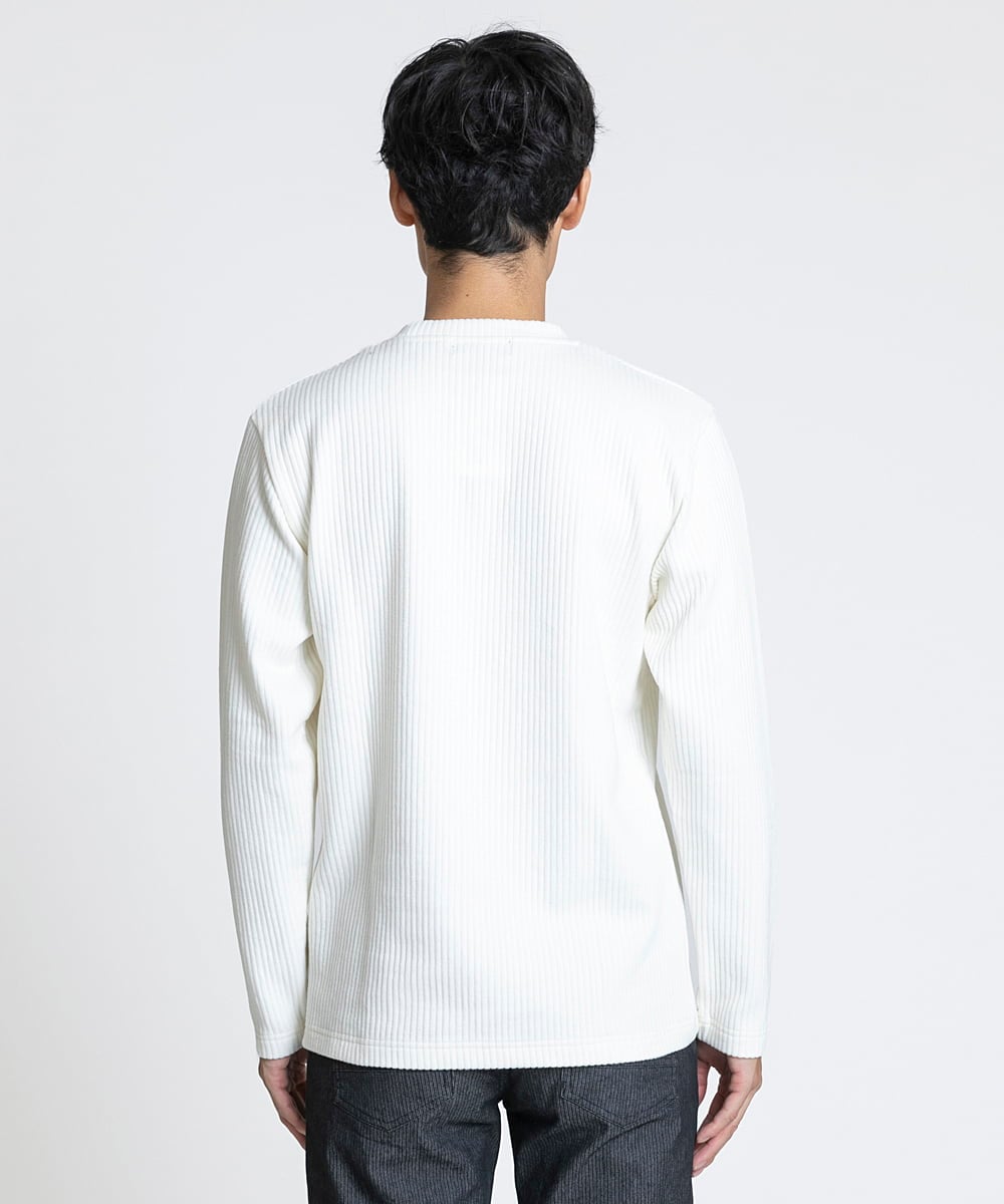 MKKAV34079 MK MICHEL KLEIN HOMME(MKミッシェルクランオム) 起毛ストライプカットソー ホワイト(90)