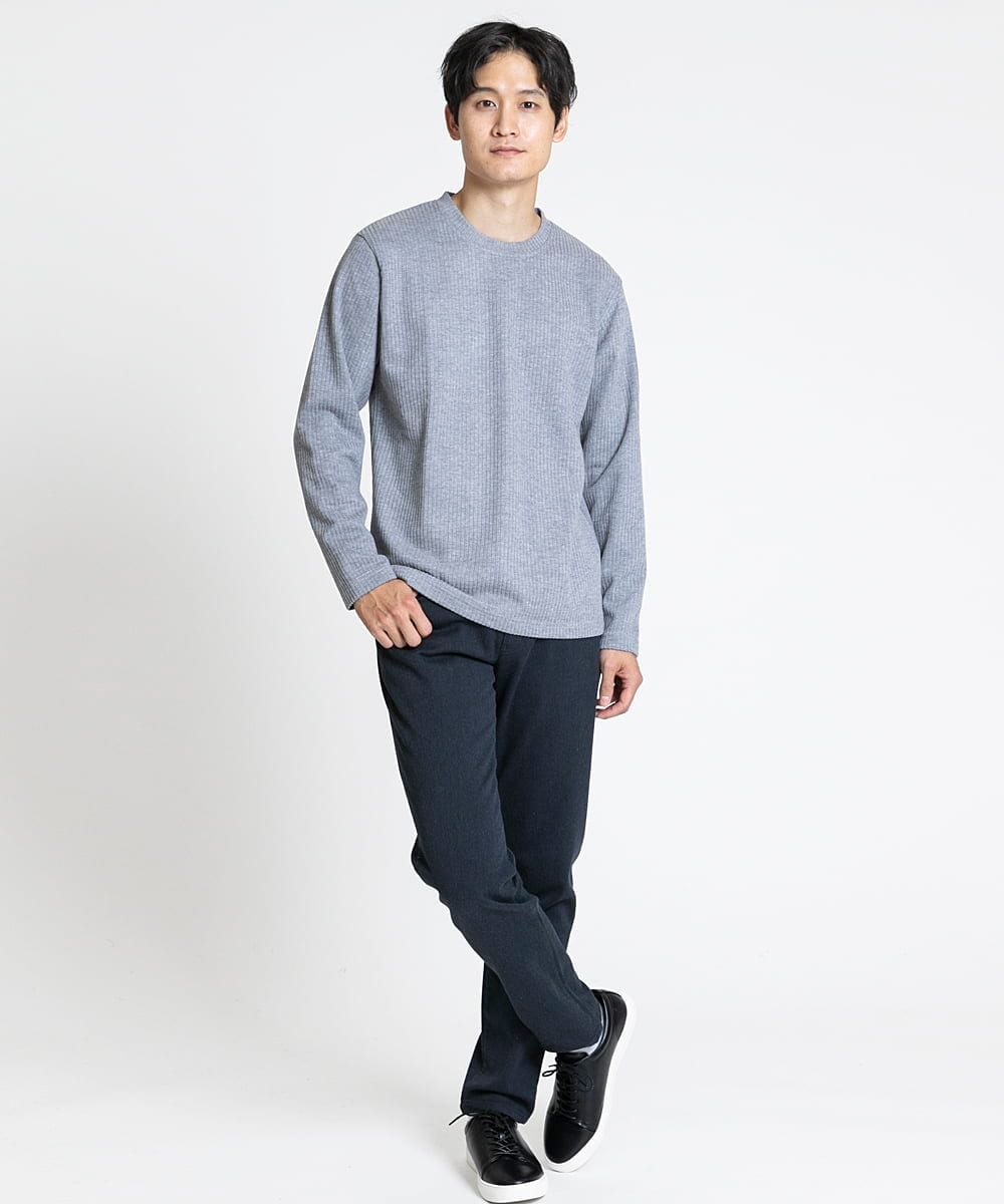 MKKAV34079 MK MICHEL KLEIN HOMME(MKミッシェルクランオム) 起毛ストライプカットソー グレー(92)