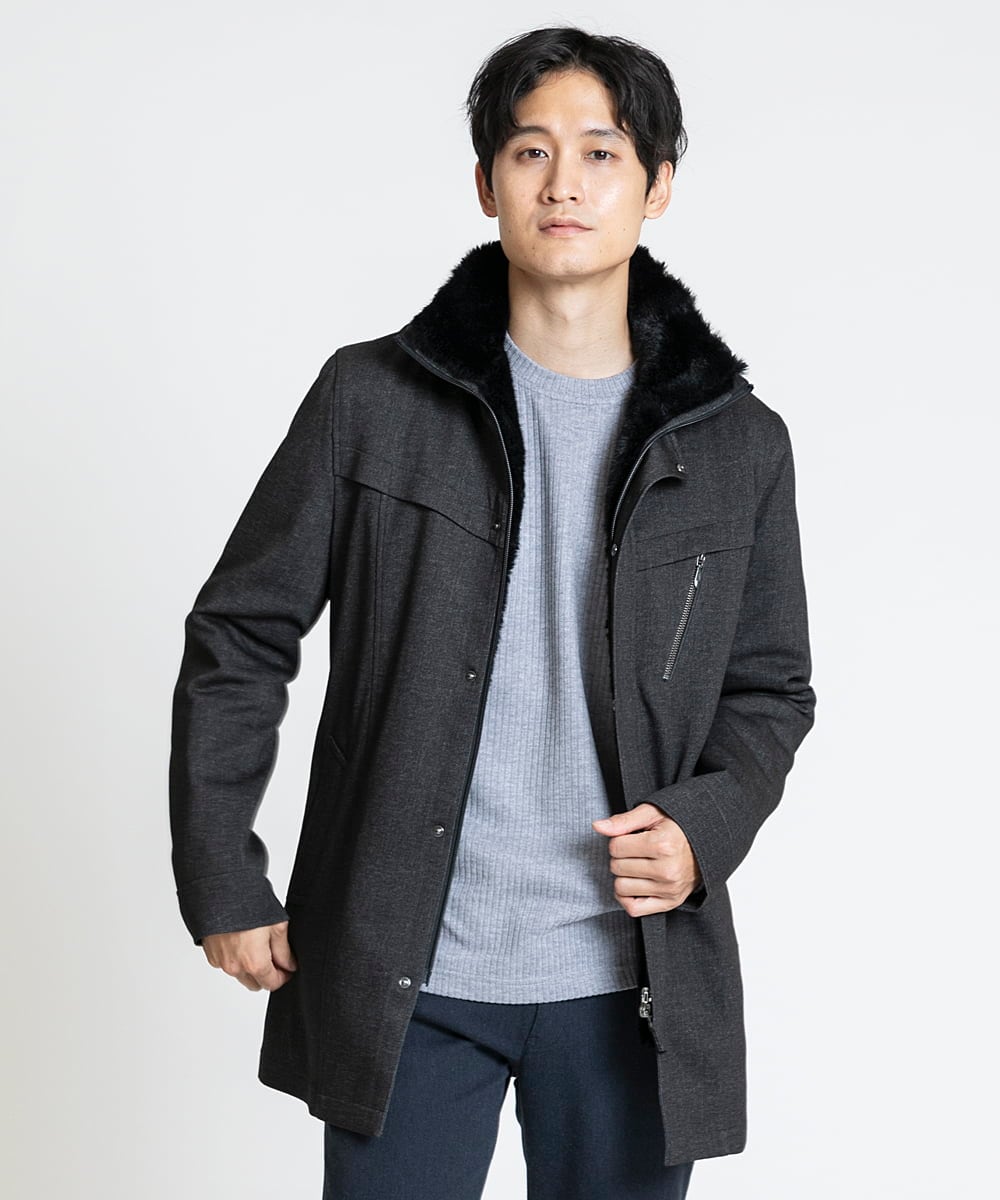 MKKAV34079 MK MICHEL KLEIN HOMME(MKミッシェルクランオム) 起毛ストライプカットソー グレー(92)