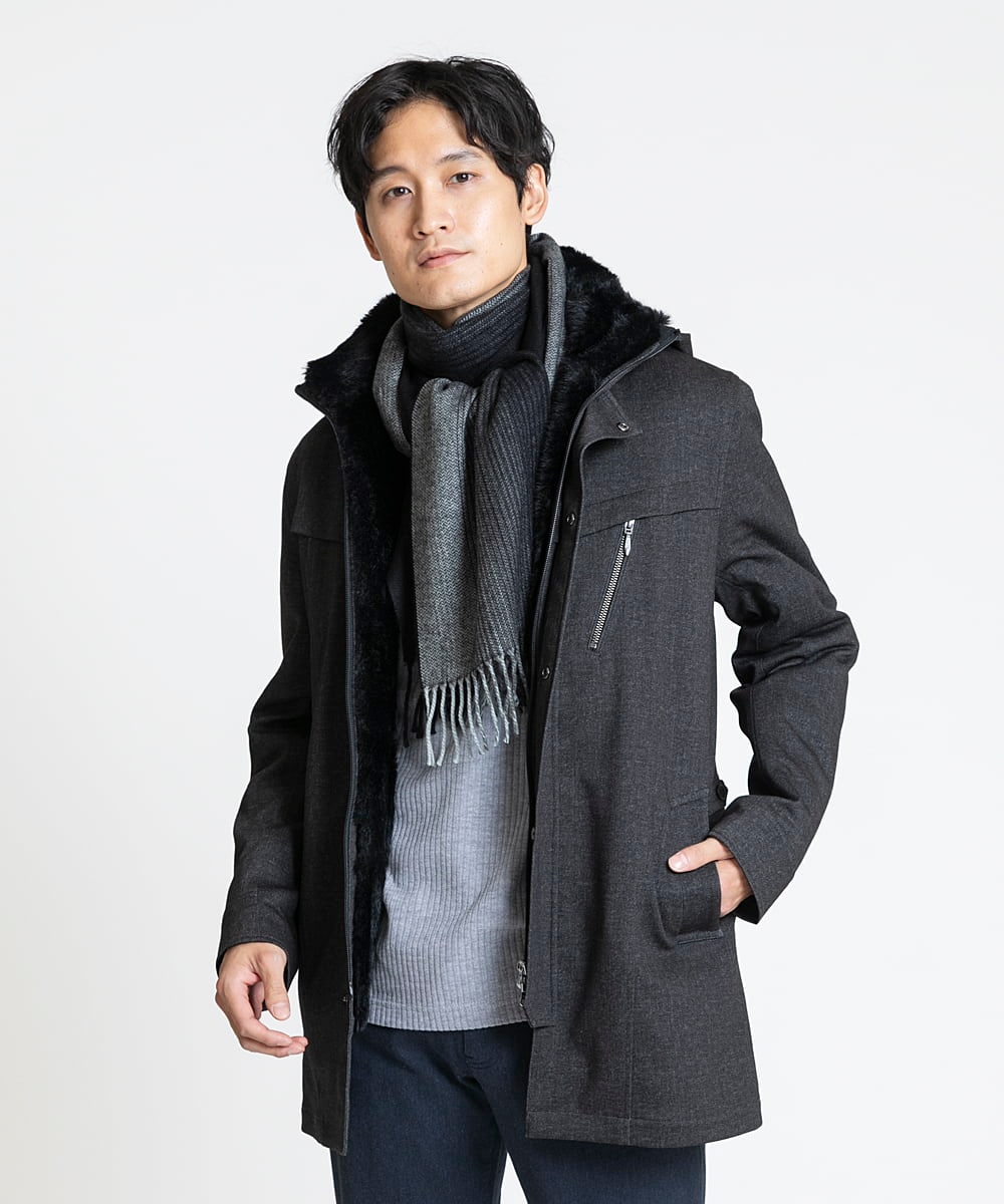 MKKAV34079 MK MICHEL KLEIN HOMME(MKミッシェルクランオム) 起毛ストライプカットソー グレー(92)