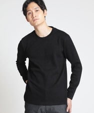 MKKAV34079 MK MICHEL KLEIN HOMME(MKミッシェルクランオム) 起毛ストライプカットソー ブラック(94)