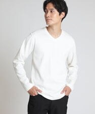 MKKAV35079 MK MICHEL KLEIN HOMME(MKミッシェルクランオム) 起毛Vネックカットソー ホワイト(90)