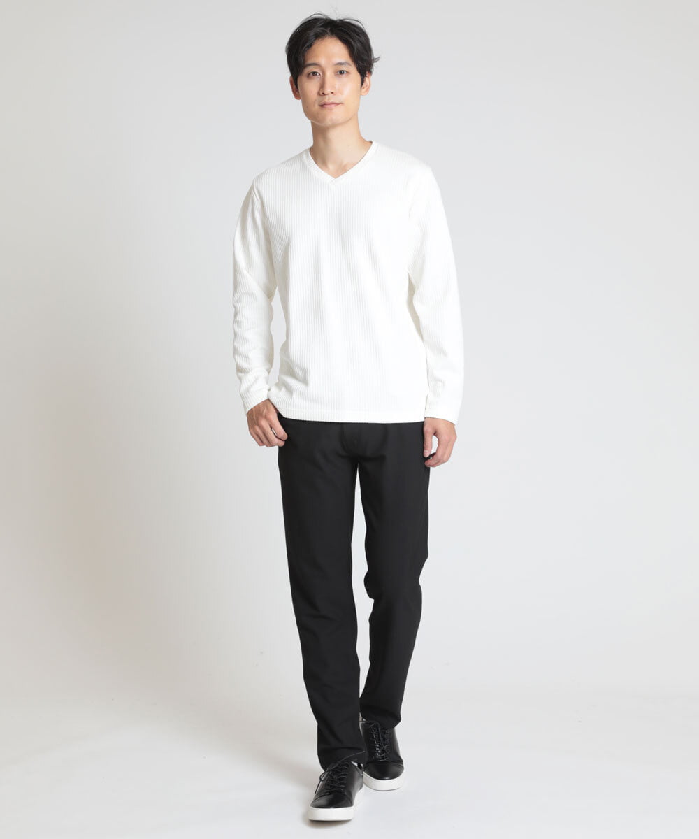 MKKAV35079 MK MICHEL KLEIN HOMME(MKミッシェルクランオム) 起毛Vネックカットソー ホワイト(90)