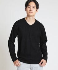 MKKAV35079 MK MICHEL KLEIN HOMME(MKミッシェルクランオム) 起毛Vネックカットソー ブラック(94)