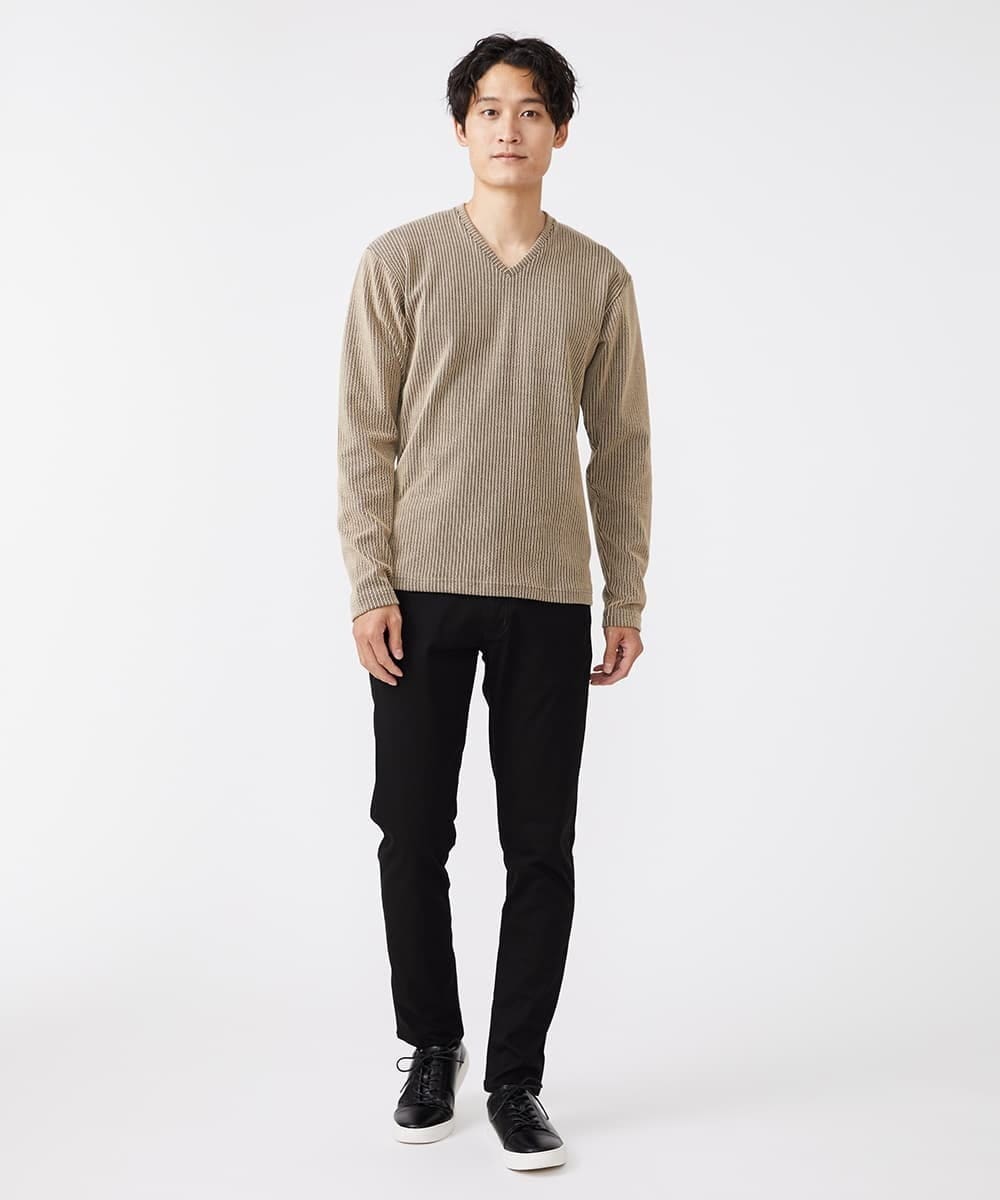 MKKAV56069 MK MICHEL KLEIN HOMME(MKミッシェルクランオム) ストライプカットソー ベージュ(82)