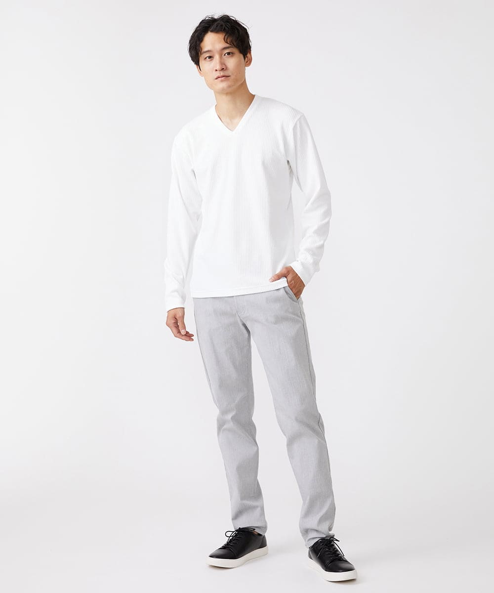 MKKAV56069 MK MICHEL KLEIN HOMME(MKミッシェルクランオム) ストライプカットソー ホワイト(90)