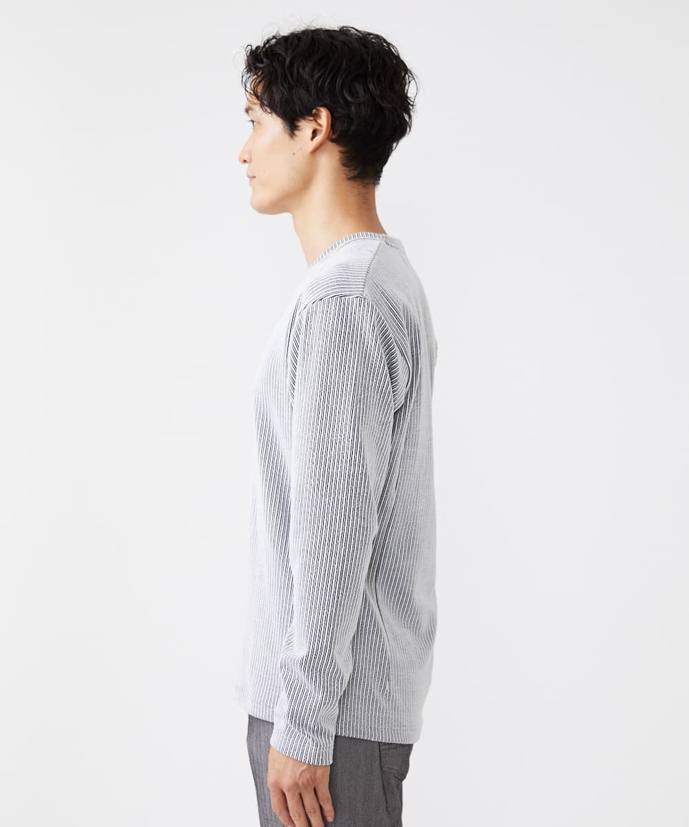 MKKAV56069 MK MICHEL KLEIN HOMME(MKミッシェルクランオム) ストライプカットソー ライトグレー(91)