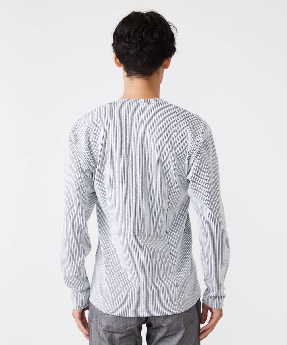 MKKAV56069 MK MICHEL KLEIN HOMME(MKミッシェルクランオム) ストライプカットソー ライトグレー(91)