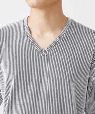 MKKAV56069 MK MICHEL KLEIN HOMME(MKミッシェルクランオム) ストライプカットソー ライトグレー(91)