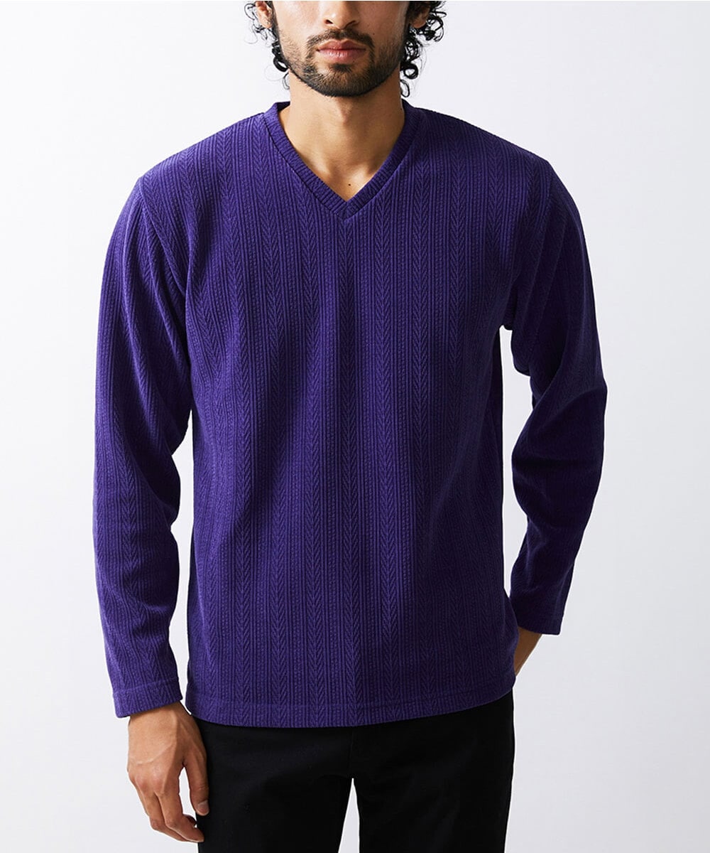 MKKAV63069 MK MICHEL KLEIN HOMME(MKミッシェルクランオム) モールリンクスカットソー パープル(65)