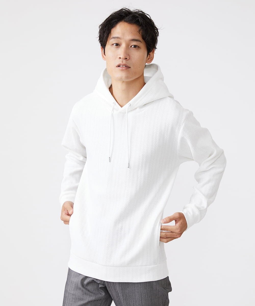 MKKAV64089 MK MICHEL KLEIN HOMME(MKミッシェルクランオム) モールリンクスプルパーカー ホワイト(90)