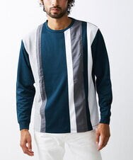 MKKAX07059 MK MICHEL KLEIN HOMME(MKミッシェルクランオム) ストライプ切り替えカットソー グリーン(35)