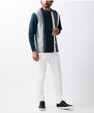 MKKAX07059 MK MICHEL KLEIN HOMME(MKミッシェルクランオム) ストライプ切り替えカットソー グリーン(35)