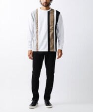 MKKAX07059 MK MICHEL KLEIN HOMME(MKミッシェルクランオム) ストライプ切り替えカットソー ホワイト(90)