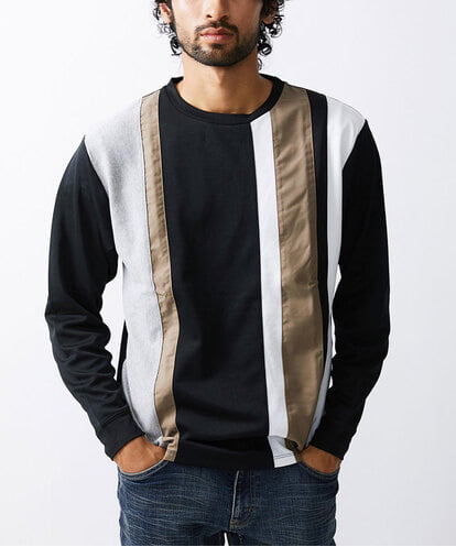 MKKAX07059 MK MICHEL KLEIN HOMME ストライプ切り替えカットソー