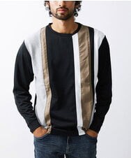 MKKAX07059 MK MICHEL KLEIN HOMME(MKミッシェルクランオム) ストライプ切り替えカットソー ブラック(94)