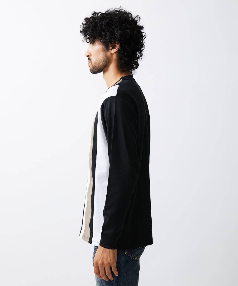 MKKAX07059 MK MICHEL KLEIN HOMME(MKミッシェルクランオム) ストライプ切り替えカットソー ブラック(94)