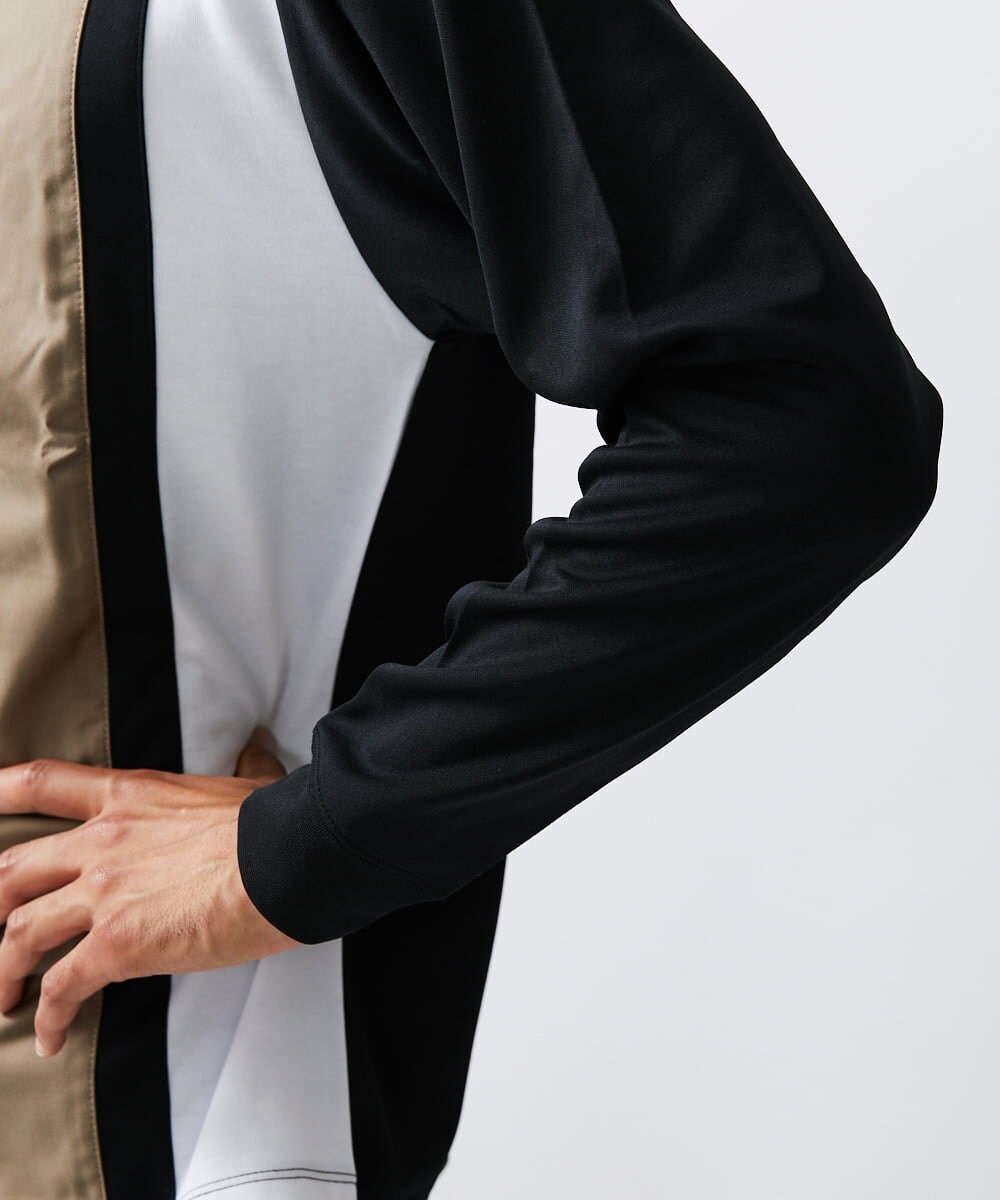 MKKAX07059 MK MICHEL KLEIN HOMME(MKミッシェルクランオム) ストライプ切り替えカットソー ブラック(94)