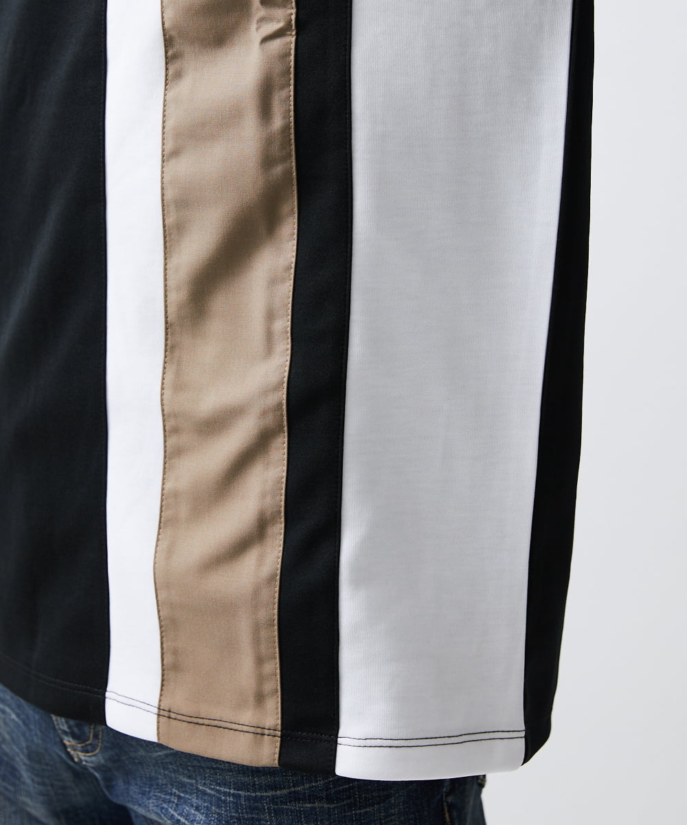 MKKAX07059 MK MICHEL KLEIN HOMME(MKミッシェルクランオム) ストライプ切り替えカットソー ブラック(94)