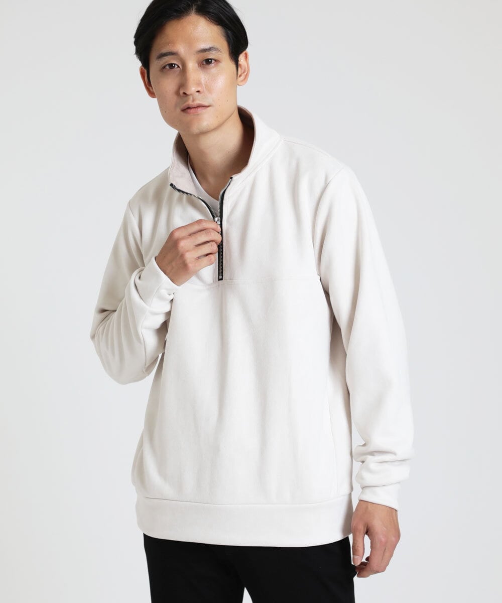 MKKAX16089 MK MICHEL KLEIN HOMME(MKミッシェルクランオム) ハーフジップスエード アイボリー(80)