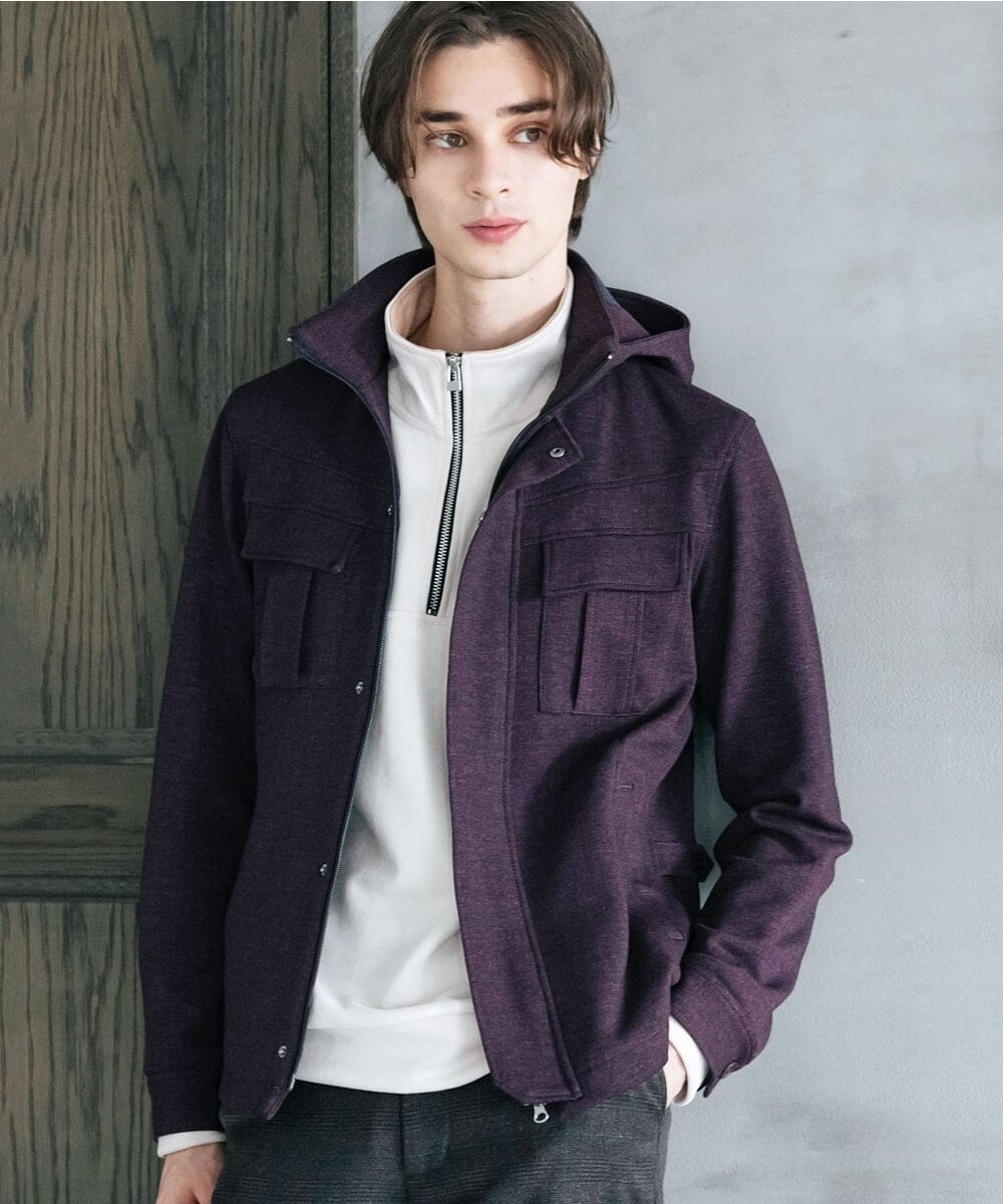 MKKAX16089 MK MICHEL KLEIN HOMME(MKミッシェルクランオム) ハーフジップスエード アイボリー(80)