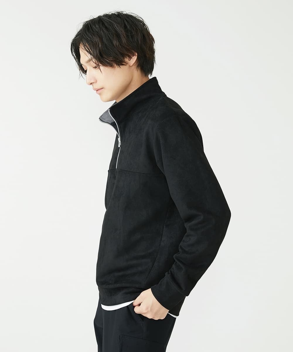 MKKAX16089 MK MICHEL KLEIN HOMME(MKミッシェルクランオム) ハーフジップスエード ブラック(94)