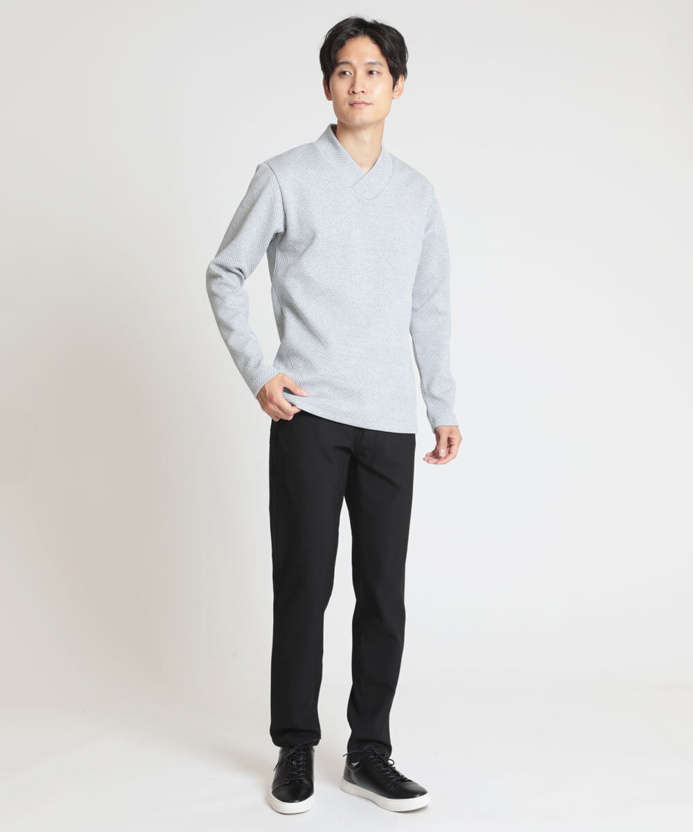 MKKAX20089 MK MICHEL KLEIN HOMME(MKミッシェルクランオム) ショールカラーカットソー グレー(92)