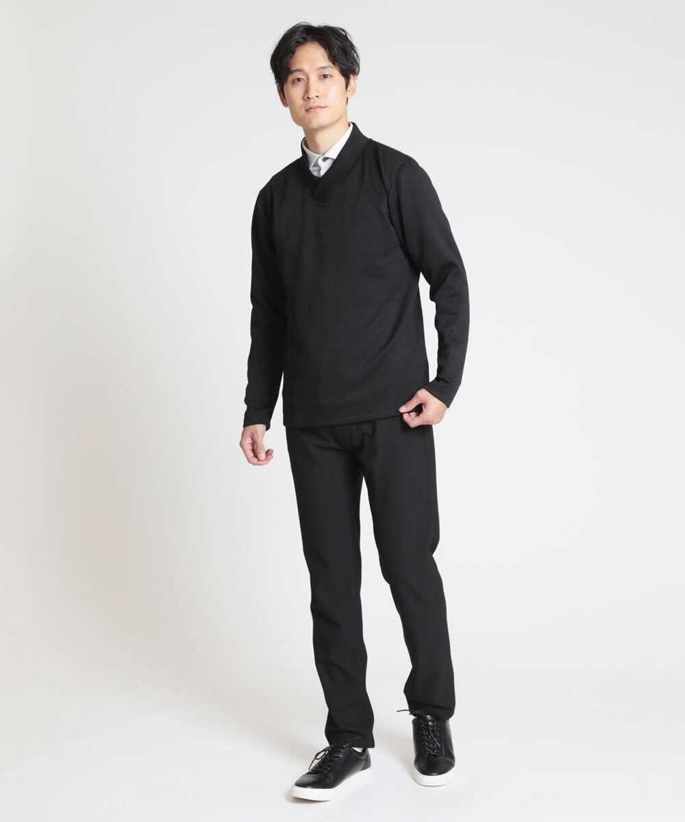 MKKAX20089 MK MICHEL KLEIN HOMME(MKミッシェルクランオム) ショールカラーカットソー ブラック(94)