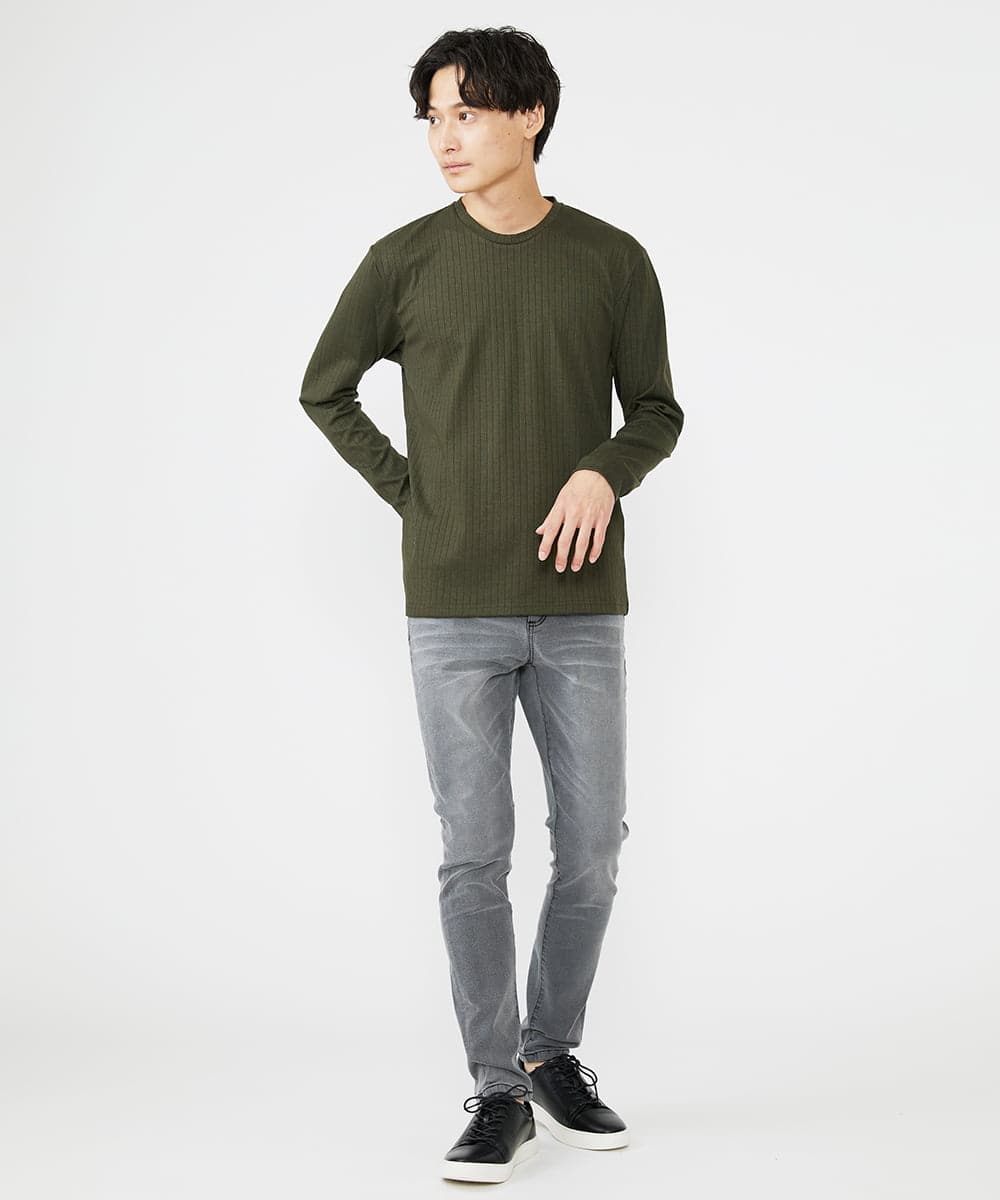 MKKAX33045 MK MICHEL KLEIN HOMME(MKミッシェルクランオム) 【WEB限定】ストライプカットソー カーキ(37)