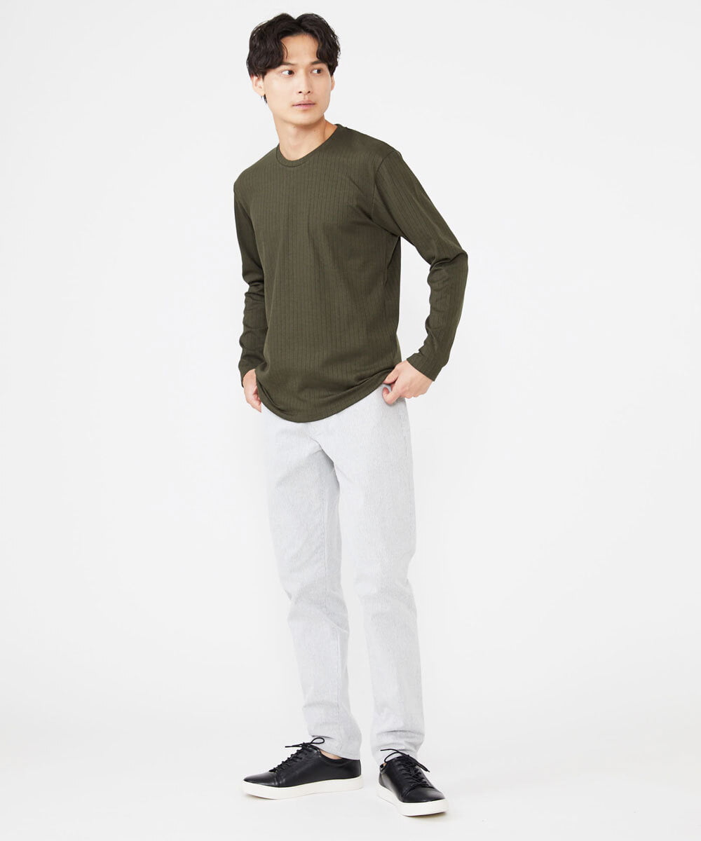 MKKAX33045 MK MICHEL KLEIN HOMME(MKミッシェルクランオム) 【WEB限定】ストライプカットソー カーキ(37)