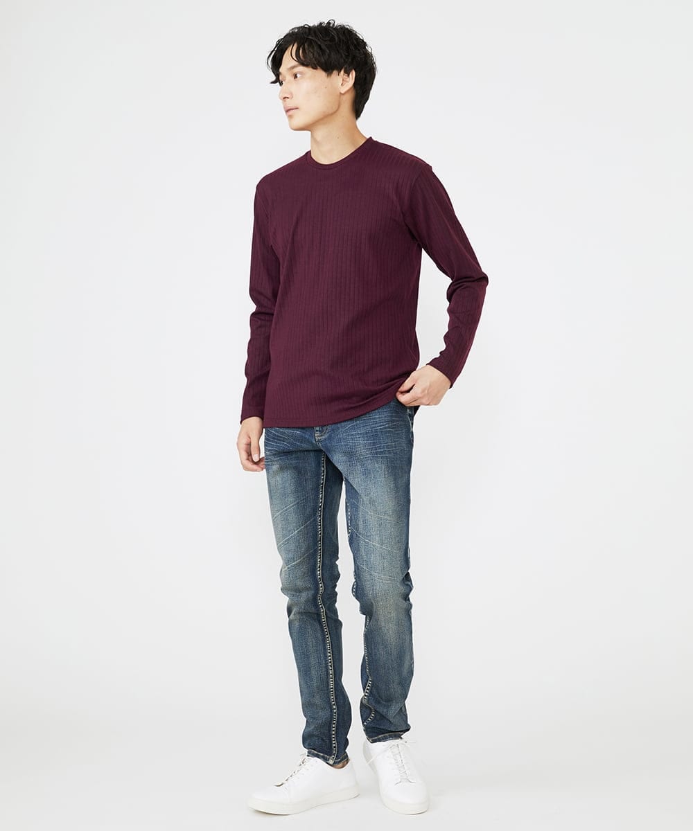 MKKAX33045 MK MICHEL KLEIN HOMME(MKミッシェルクランオム) 【WEB限定】ストライプカットソー パープル(77)