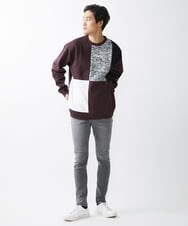 MKKAX80089 MK MICHEL KLEIN HOMME(MKミッシェルクランオム) ニットブロックカットソー パープル(77)