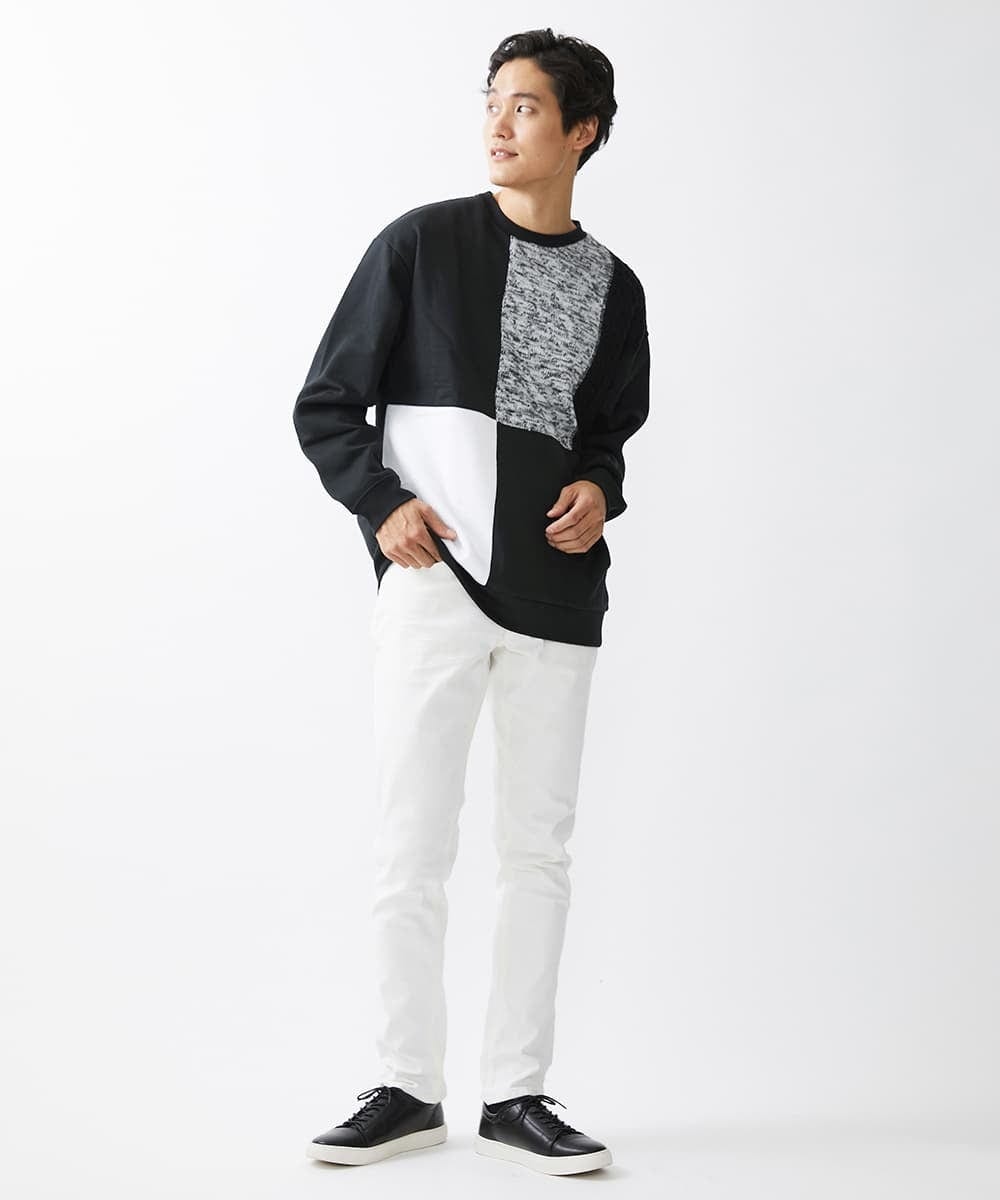 MKKAX80089 MK MICHEL KLEIN HOMME(MKミッシェルクランオム) ニットブロックカットソー ブラック(94)