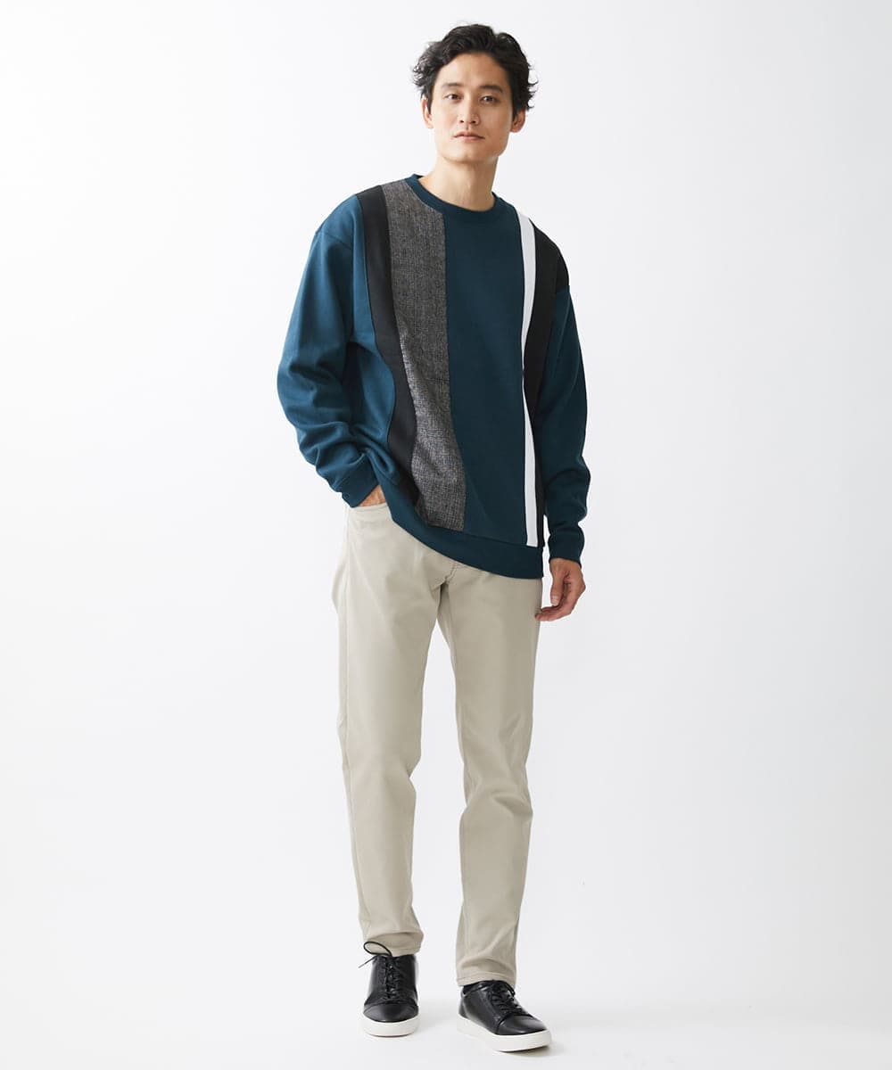 MKKAX81089 MK MICHEL KLEIN HOMME(MKミッシェルクランオム) ストライプ切り換えカットソー グリーン(35)