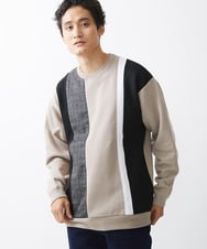 MKKAX81089 MK MICHEL KLEIN HOMME(MKミッシェルクランオム) ストライプ切り換えカットソー アイボリー(80)