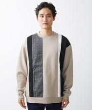 MKKAX81089 MK MICHEL KLEIN HOMME(MKミッシェルクランオム) ストライプ切り換えカットソー アイボリー(80)