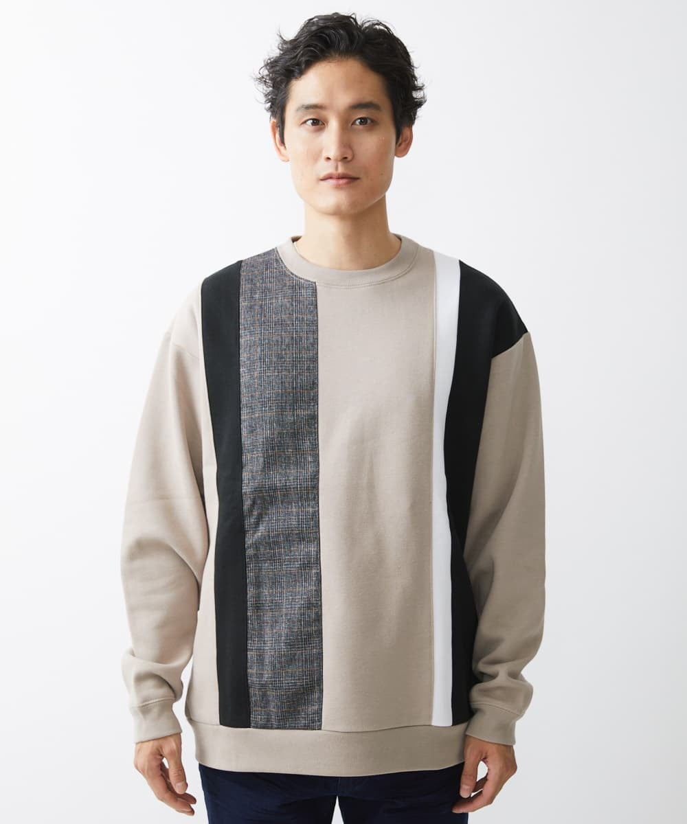 MKKAX81089 MK MICHEL KLEIN HOMME(MKミッシェルクランオム) ストライプ切り換えカットソー アイボリー(80)