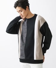 MKKAX81089 MK MICHEL KLEIN HOMME(MKミッシェルクランオム) ストライプ切り換えカットソー ブラック(94)
