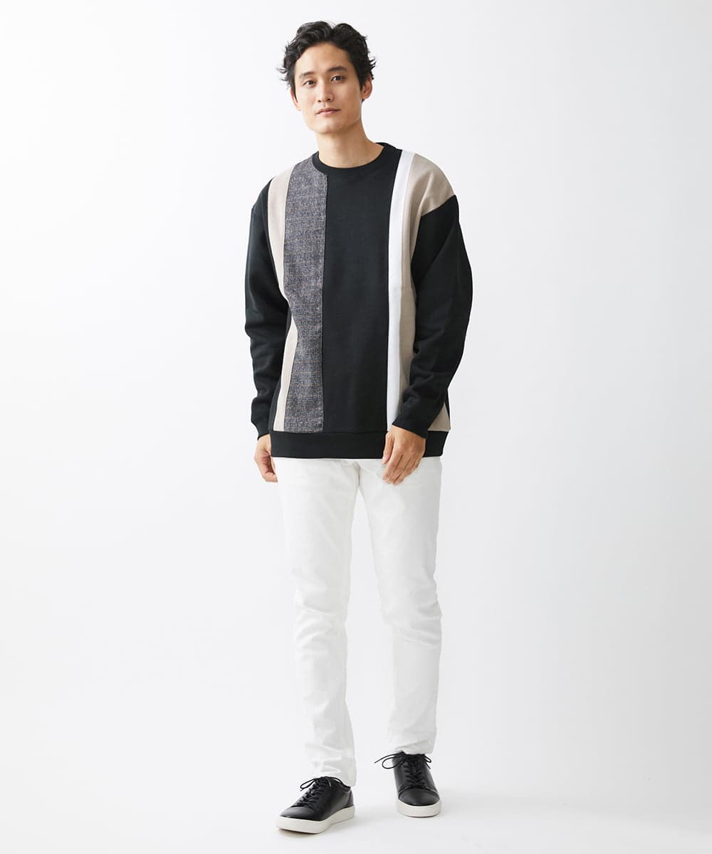 MKKAX81089 MK MICHEL KLEIN HOMME(MKミッシェルクランオム) ストライプ切り換えカットソー ブラック(94)